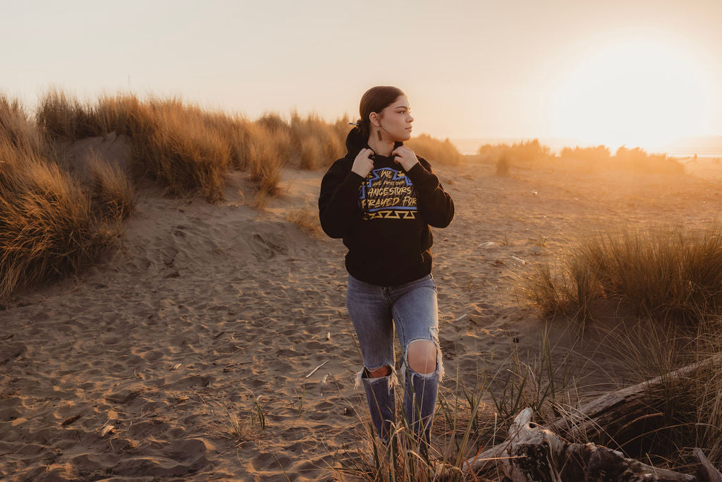 "Prayed 4" | Blue and Yellow Brush Hoodie