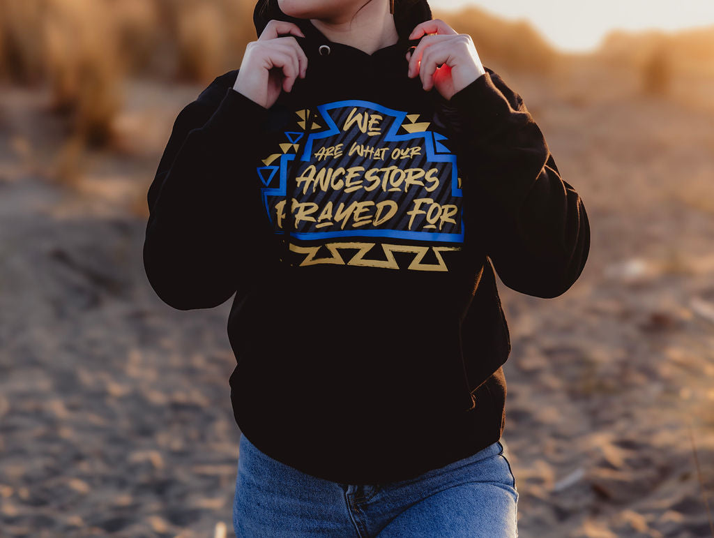 "Prayed 4" | Blue and Yellow Brush Hoodie