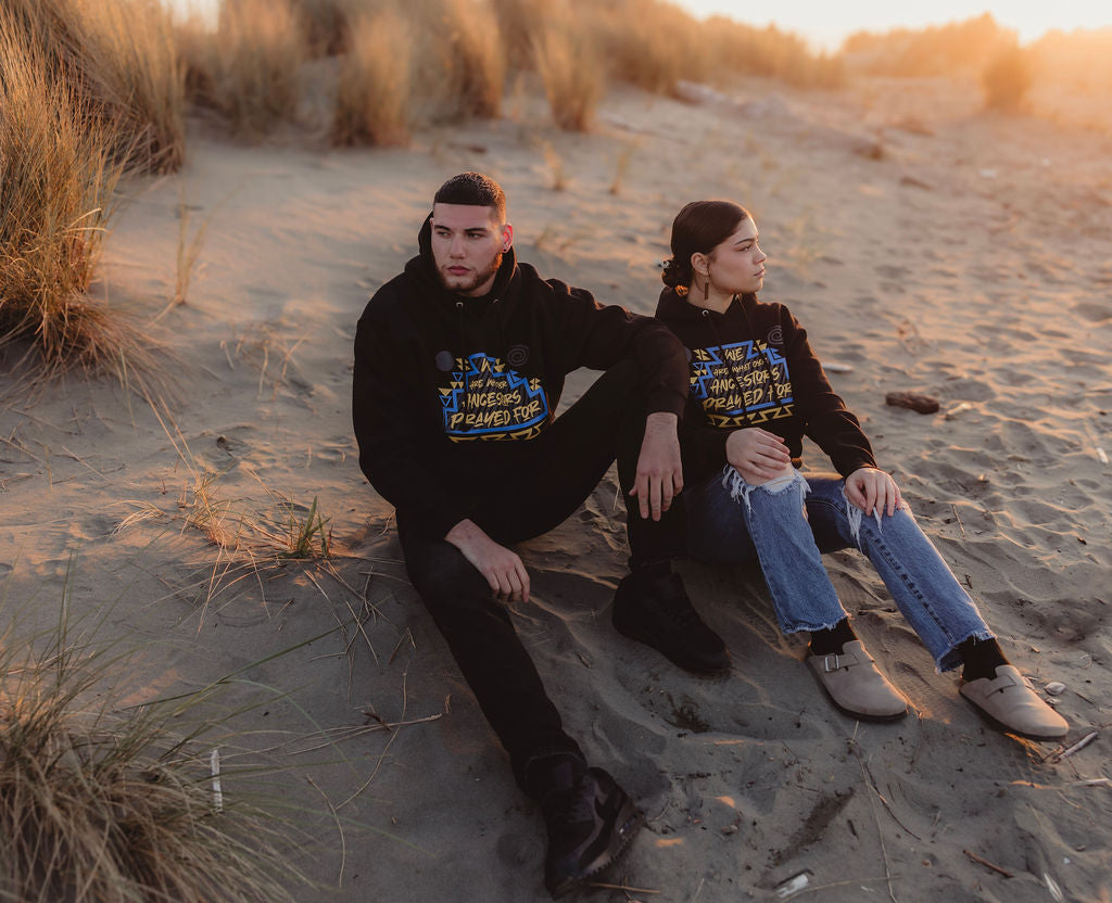 "Prayed 4" | Blue and Yellow Brush Hoodie